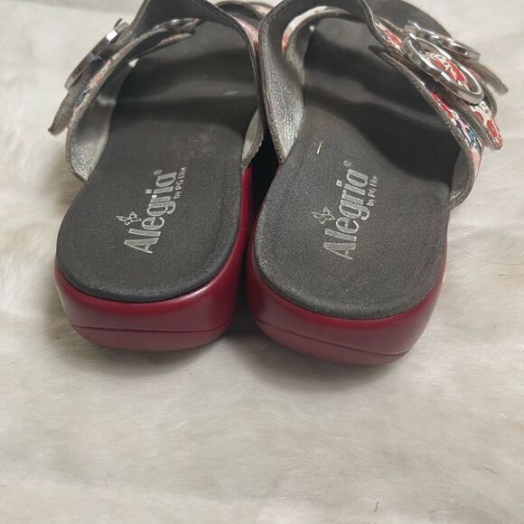 Alegria Leather Adjustable Slide Sandals Jade Cherry multi color EUR SZ … - Picture 4 of 8